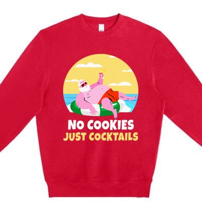 Santa Summer Christmas In July Xmas Cocktail Beach Gift Premium Crewneck Sweatshirt