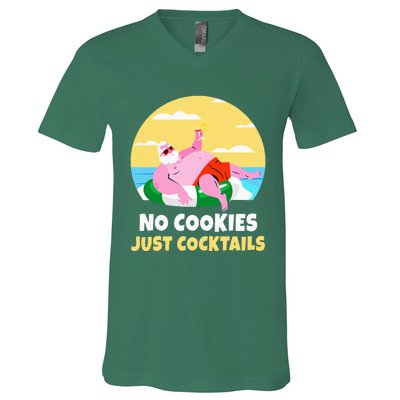 Santa Summer Christmas In July Xmas Cocktail Beach Gift V-Neck T-Shirt