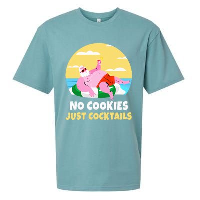 Santa Summer Christmas In July Xmas Cocktail Beach Gift Sueded Cloud Jersey T-Shirt