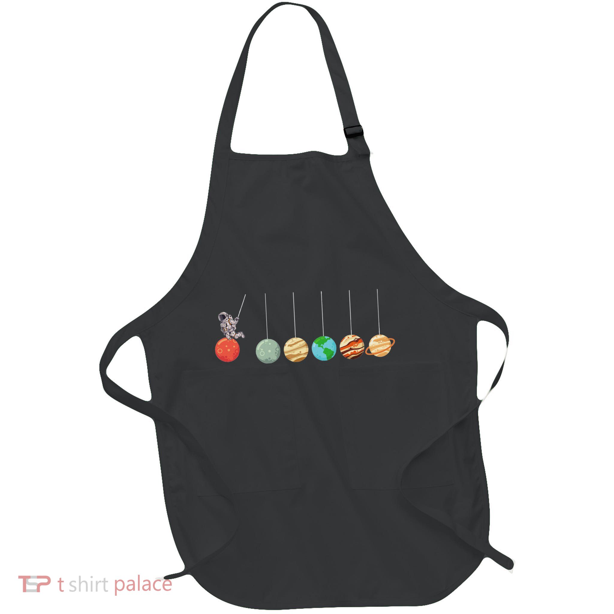 Solar System Cradle Funny Astrophysicist Space Enthusiasts Full-Length Apron With Pockets