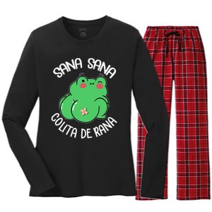 Sana Sana Colita De Rana Funny Spanish Women's Long Sleeve Flannel Pajama Set 