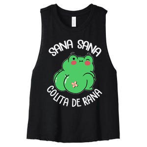 Sana Sana Colita De Rana Funny Spanish Women's Racerback Cropped Tank