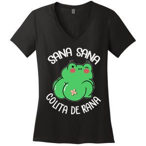 Sana Sana Colita De Rana Funny Spanish Women's V-Neck T-Shirt