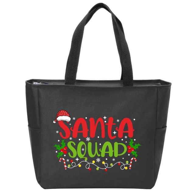 Santa Squad Christmas Holiday Festive Zip Tote Bag