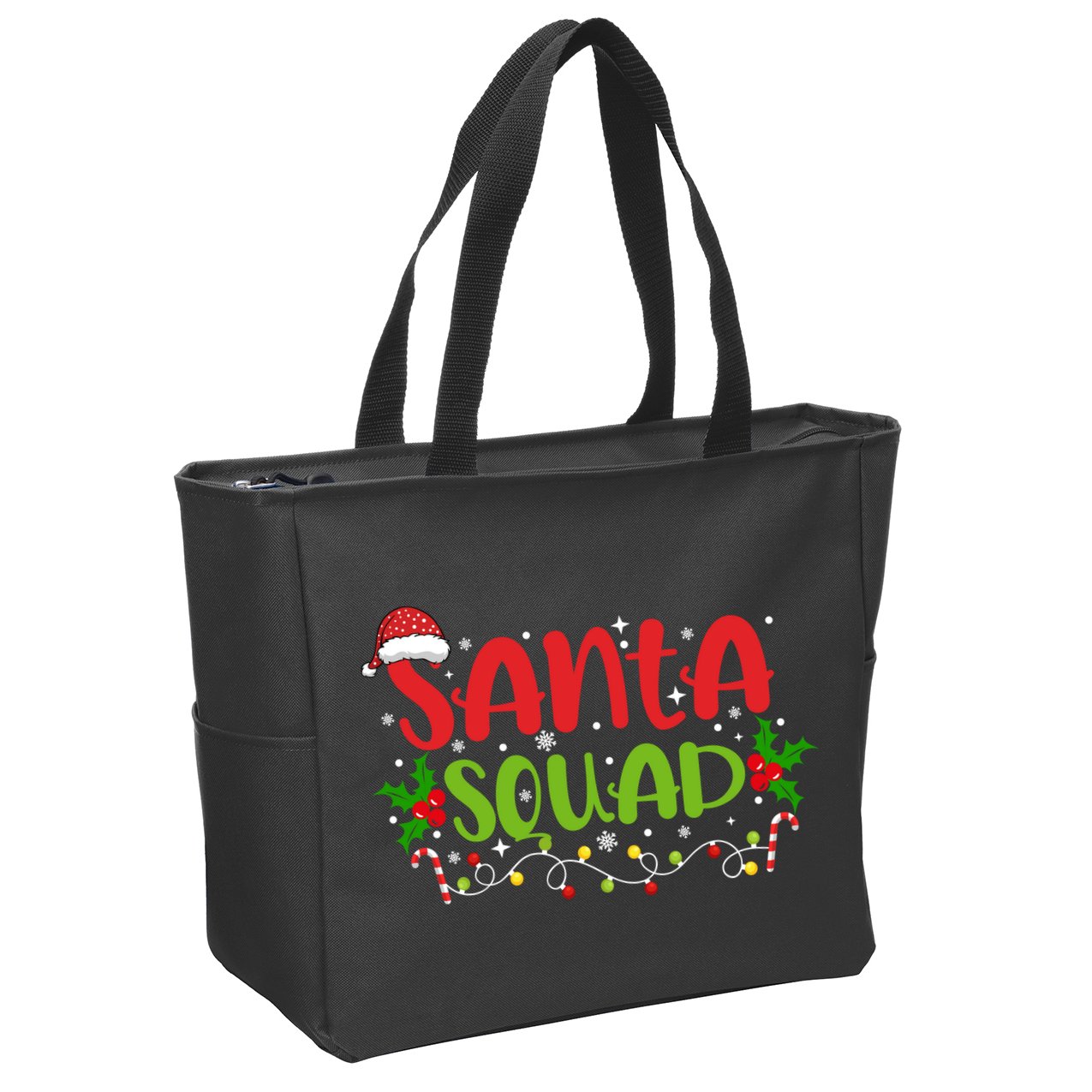 Santa Squad Christmas Holiday Festive Zip Tote Bag