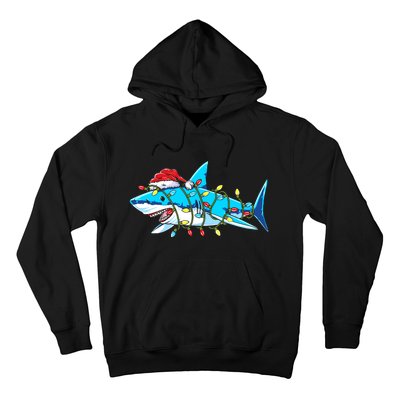 Santa Shark Christmas Lights Sharkmas Hoodie