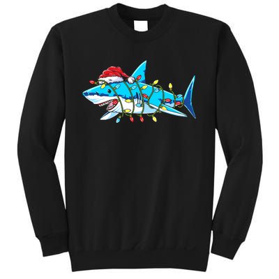 Santa Shark Christmas Lights Sharkmas Sweatshirt