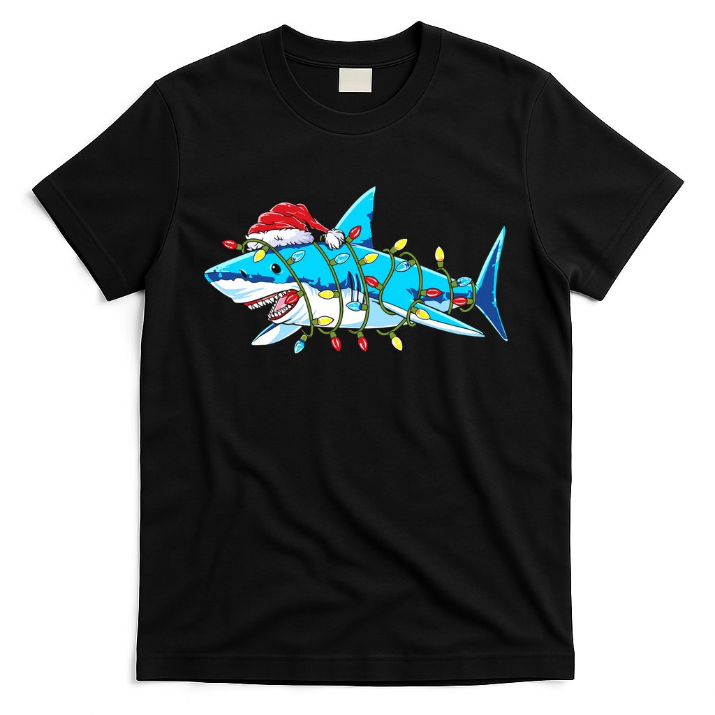 Santa Shark Christmas Lights Sharkmas T-Shirt