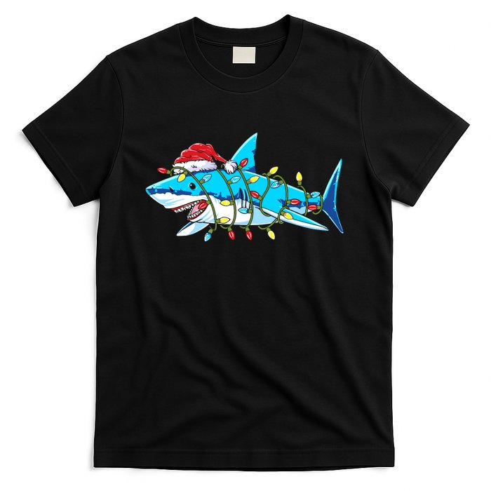 Santa Shark Christmas Lights Sharkmas T-Shirt