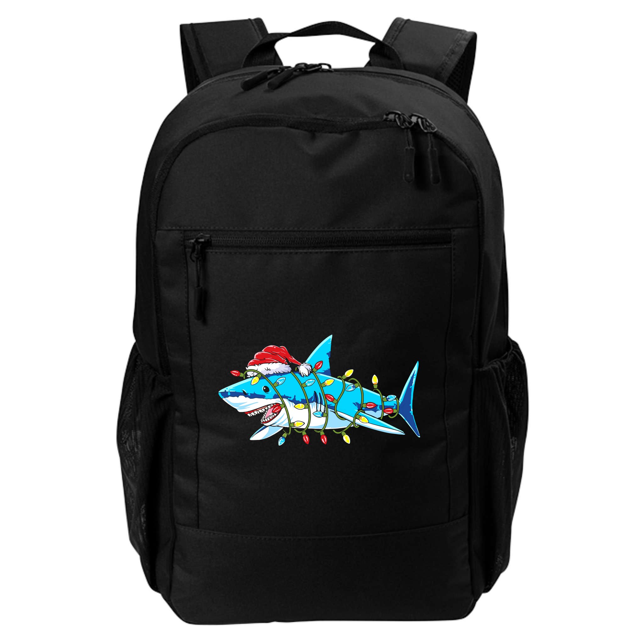 Santa Shark Christmas Lights Sharkmas Backpack