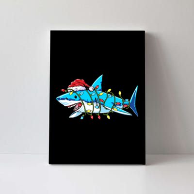 Santa Shark Christmas Lights Sharkmas Canvas