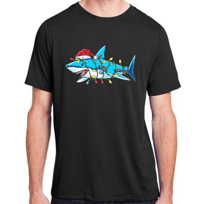 Santa Shark Christmas Lights Sharkmas Adult ChromaSoft Performance T-Shirt