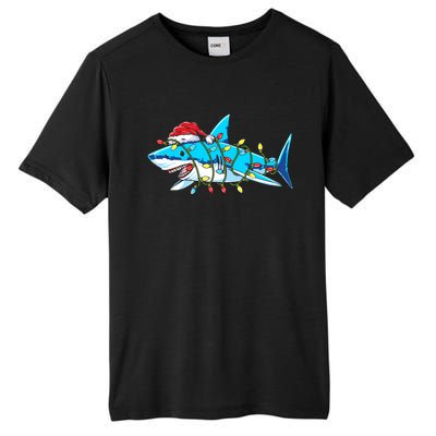 Santa Shark Christmas Lights Sharkmas Tall Fusion ChromaSoft Performance T-Shirt