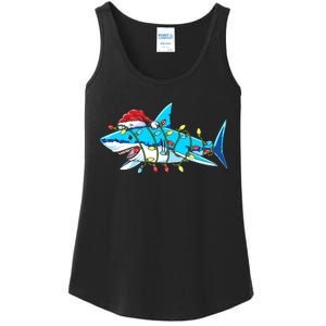 Santa Shark Christmas Lights Sharkmas Ladies Essential Tank