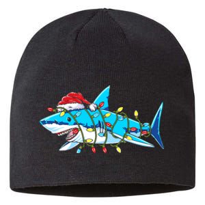 Santa Shark Christmas Lights Sharkmas Sustainable Beanie