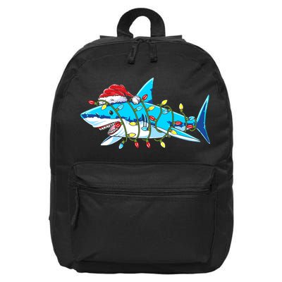 Santa Shark Christmas Lights Sharkmas 16 in Basic Backpack