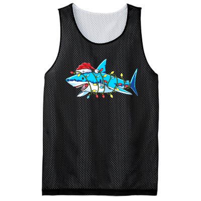 Santa Shark Christmas Lights Sharkmas Mesh Reversible Basketball Jersey Tank