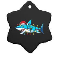 Santa Shark Christmas Lights Sharkmas Ceramic Star Ornament