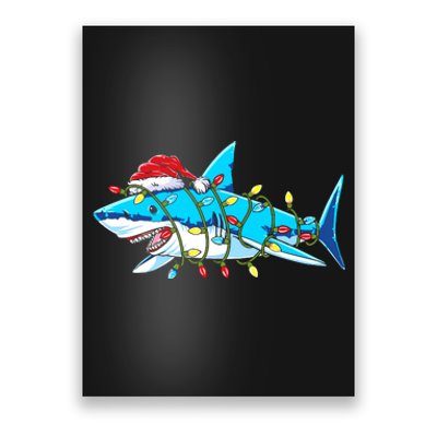 Santa Shark Christmas Lights Sharkmas Poster