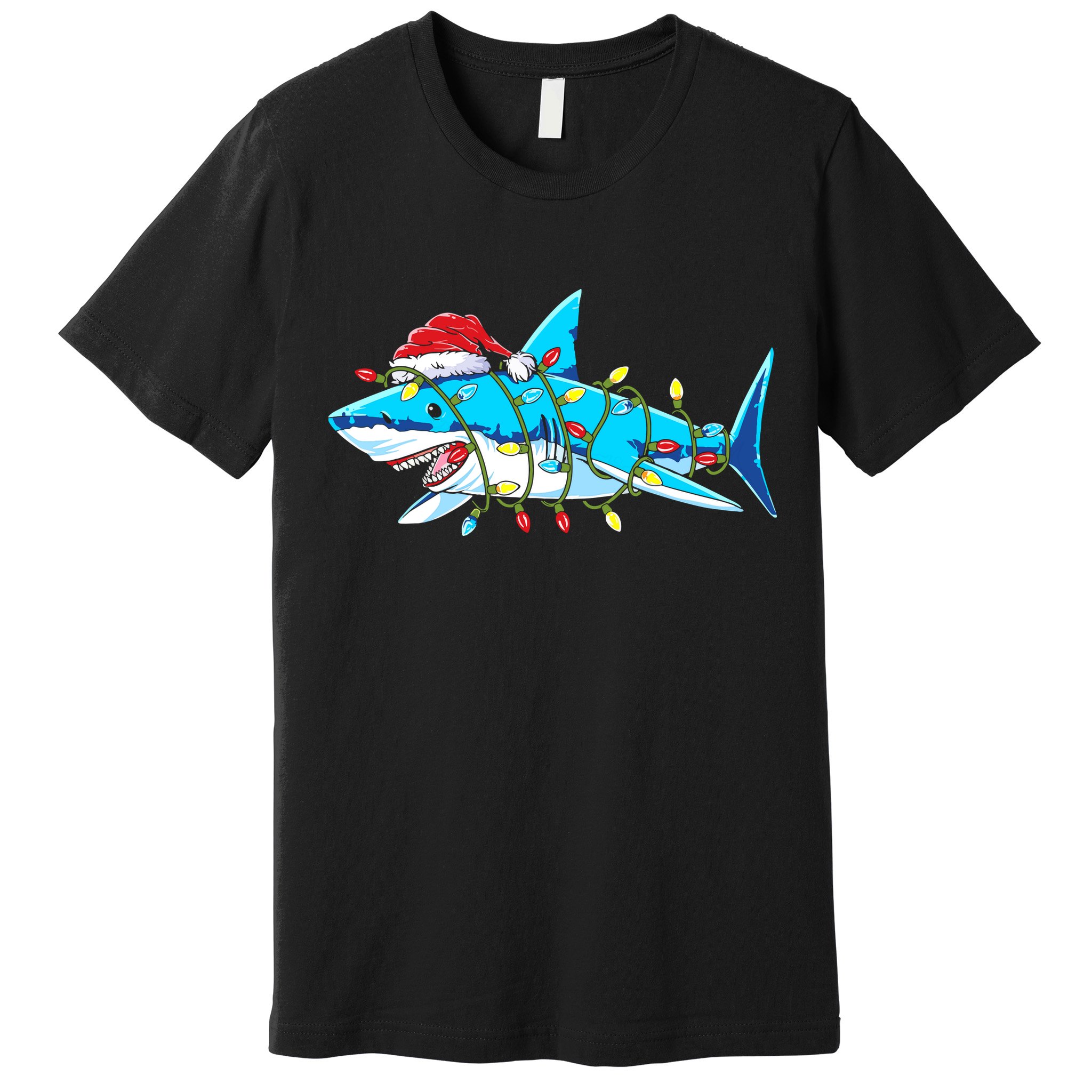 Santa Shark Christmas Lights Sharkmas Premium T-Shirt