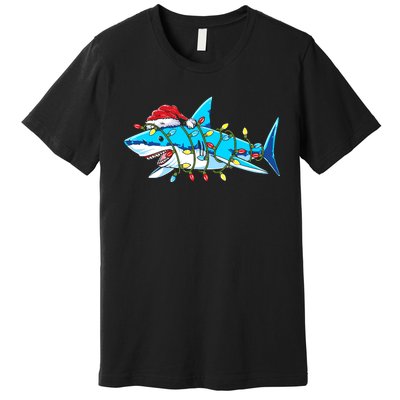 Santa Shark Christmas Lights Sharkmas Premium T-Shirt