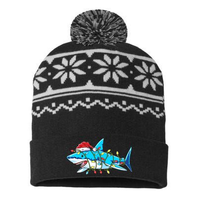 Santa Shark Christmas Lights Sharkmas USA-Made Snowflake Beanie