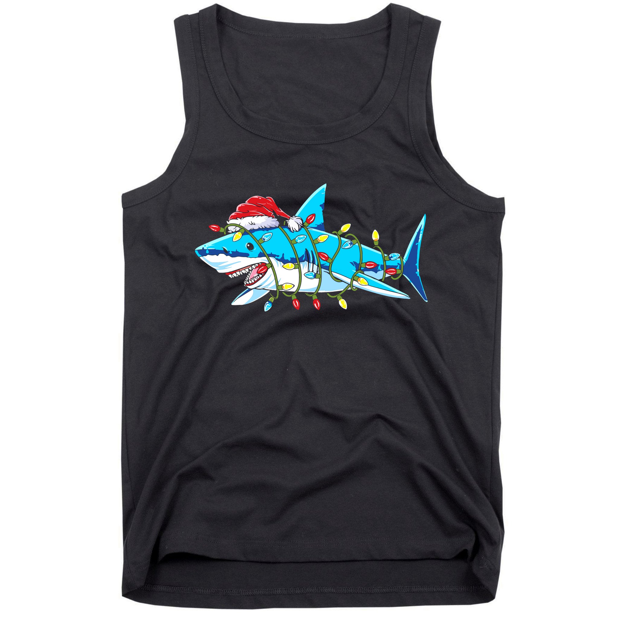 Santa Shark Christmas Lights Sharkmas Tank Top