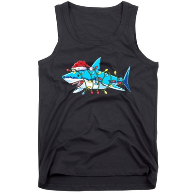 Santa Shark Christmas Lights Sharkmas Tank Top