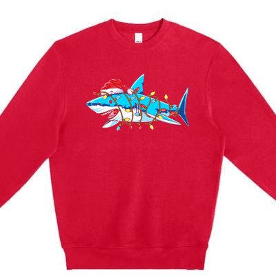 Santa Shark Christmas Lights Sharkmas Premium Crewneck Sweatshirt