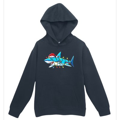 Santa Shark Christmas Lights Sharkmas Urban Pullover Hoodie