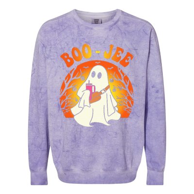 Spooky Season Cute Ghost Halloween Costume Boujee BooJee Colorblast Crewneck Sweatshirt