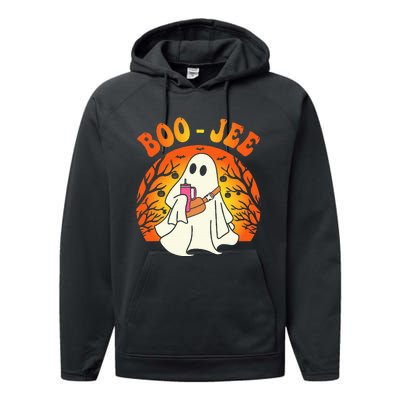 Spooky Season Cute Ghost Halloween Costume Boujee BooJee Performance Fleece Hoodie