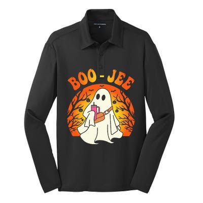 Spooky Season Cute Ghost Halloween Costume Boujee BooJee Silk Touch Performance Long Sleeve Polo