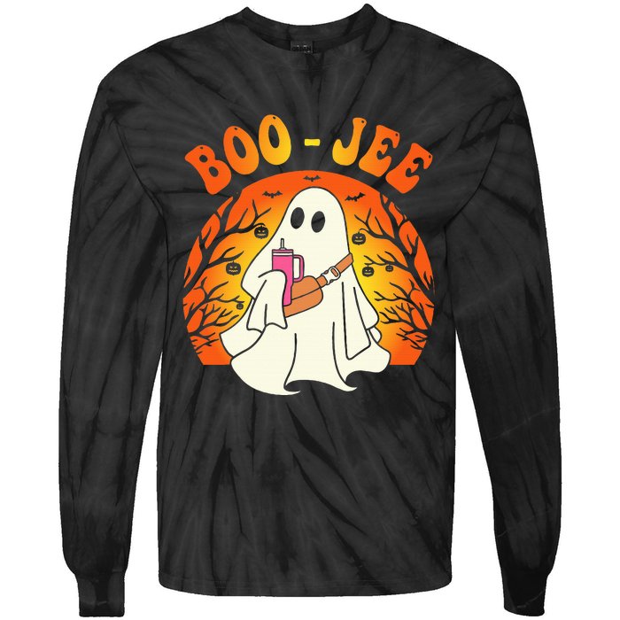 Spooky Season Cute Ghost Halloween Costume Boujee BooJee Tie-Dye Long Sleeve Shirt