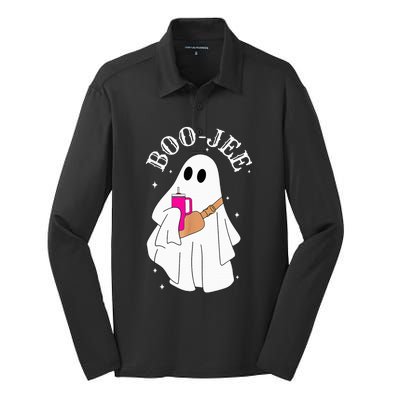 Spooky Season Cute Ghost Halloween Costume Boujee Boojee Silk Touch Performance Long Sleeve Polo