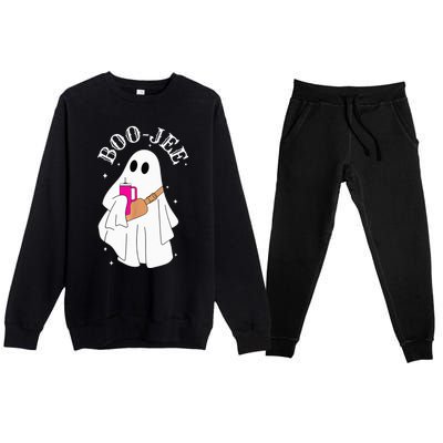 Spooky Season Cute Ghost Halloween Costume Boujee Boojee Premium Crewneck Sweatsuit Set