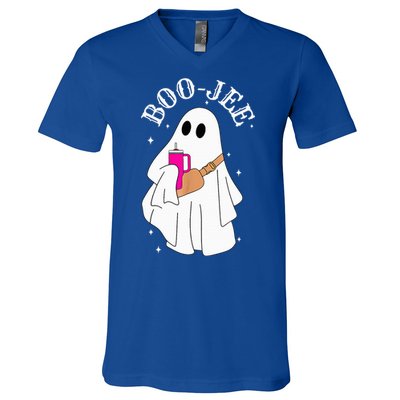 Spooky Season Cute Ghost Halloween Costume Boujee Boojee V-Neck T-Shirt