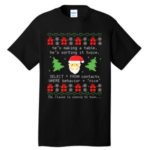 Sql Santa Claus Database Clause Developer Code Db Programmer Tall T-Shirt