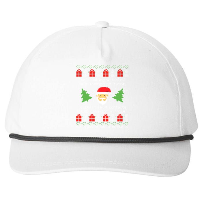 Sql Santa Claus Database Clause Developer Code Db Programmer Snapback Five-Panel Rope Hat