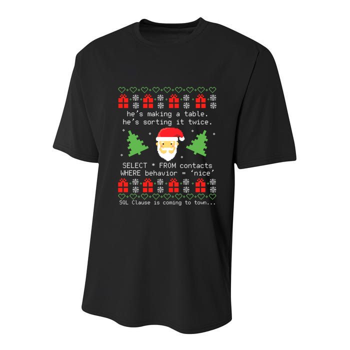Sql Santa Claus Database Clause Developer Code Db Programmer Youth Performance Sprint T-Shirt