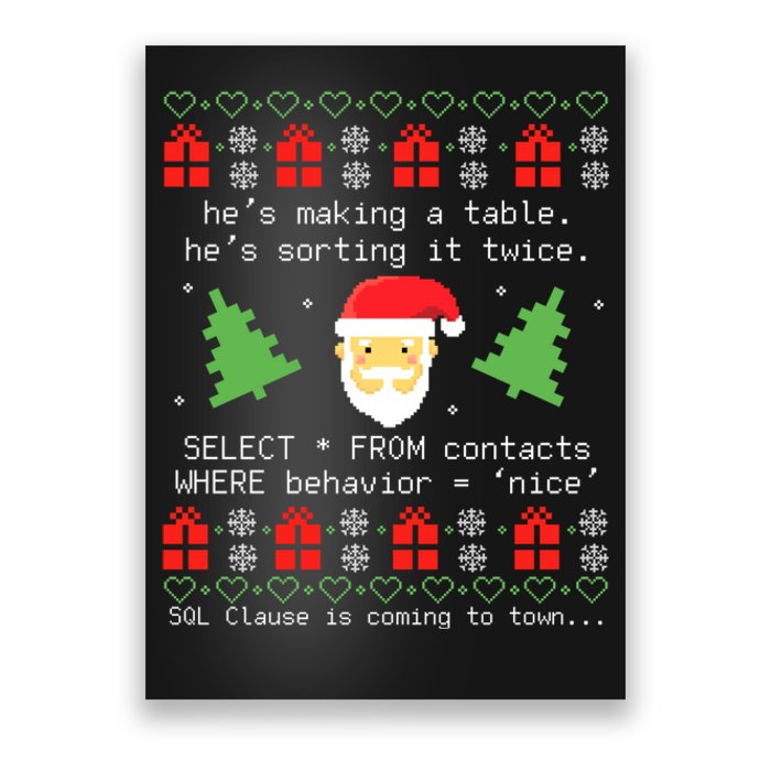 Sql Santa Claus Database Clause Developer Code Db Programmer Poster