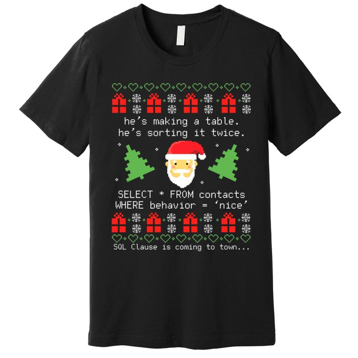 Sql Santa Claus Database Clause Developer Code Db Programmer Premium T-Shirt