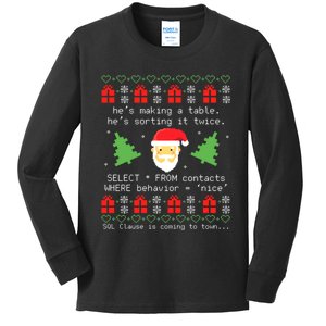 Sql Santa Claus Database Clause Developer Code Db Programmer Kids Long Sleeve Shirt