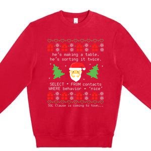 Sql Santa Claus Database Clause Developer Code Db Programmer Premium Crewneck Sweatshirt