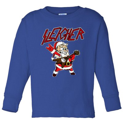 Sleigher Santa Claus Metal Christmas funny Hail Santa  Toddler Long Sleeve Shirt