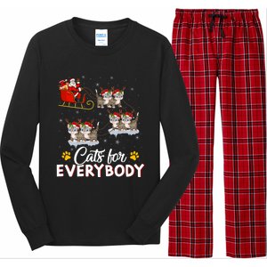 Santa Sleigh Cat Matching Cats For Everybody Christmas Gift Long Sleeve Pajama Set