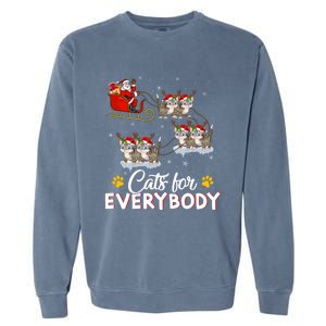 Santa Sleigh Cat Matching Cats For Everybody Christmas Gift Garment-Dyed Sweatshirt