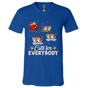 Santa Sleigh Cat Matching Cats For Everybody Christmas Gift V-Neck T-Shirt