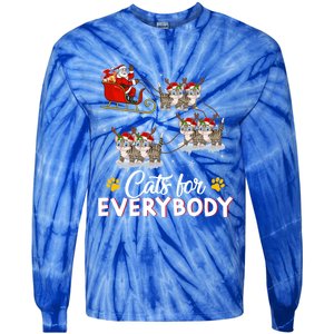 Santa Sleigh Cat Matching Cats For Everybody Christmas Gift Tie-Dye Long Sleeve Shirt