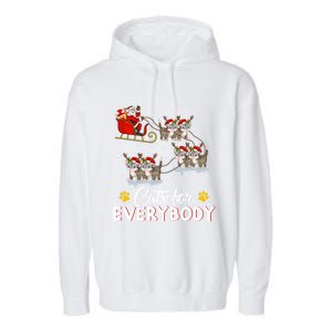 Santa Sleigh Cat Matching Cats For Everybody Christmas Gift Garment-Dyed Fleece Hoodie